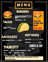 Copy of Fast food menu Cottage Rentals Prince edward county